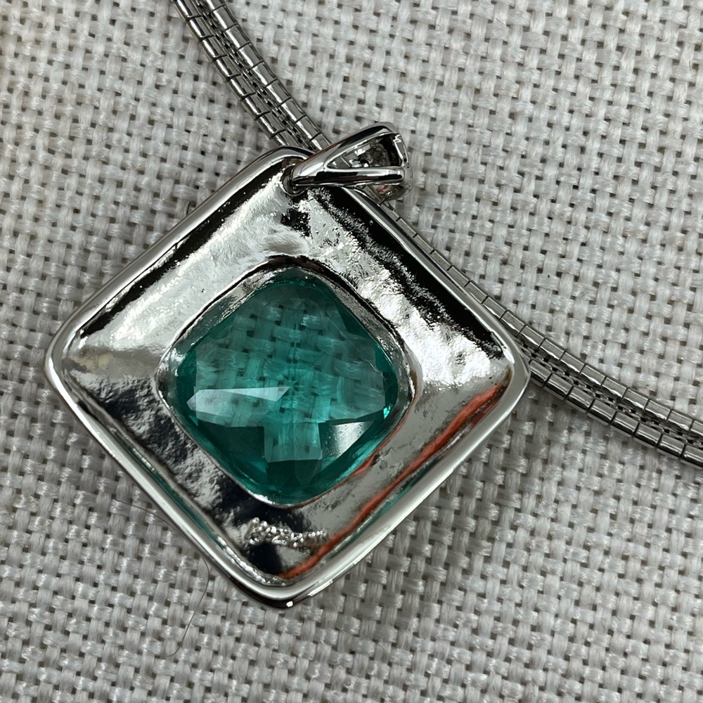 925 Italy Platinum Over Sterling Silver Hammered Pendant Necklace – 26.2g - Picture 5 of 17